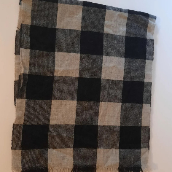 Alan Flusser Merino Wool Men's Scarf Multifunctional Unisex Black Grey Checks - Picture 1 of 5